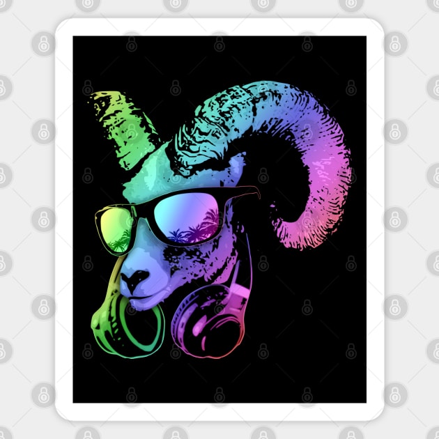 DJ GOAT Cool and Funny Music Animal with Headphones and Sunglasses. Magnet by Nerd_art